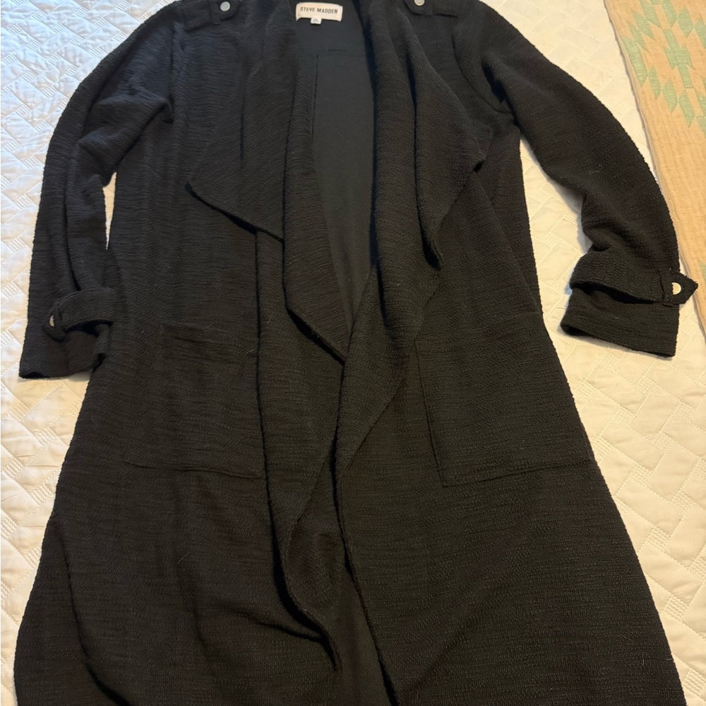 Steve Madden Black robe style trench jacket